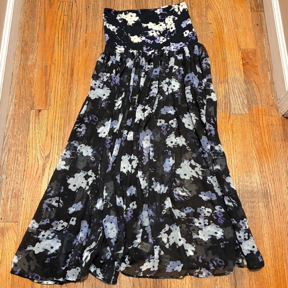 Intimately Free People Floral Women's maxi skirt Black,blue,purple NEW large